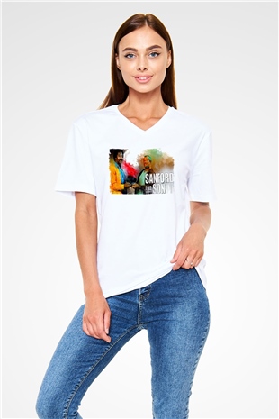 Sanford and Son Beyaz Unisex V Yaka Tişört