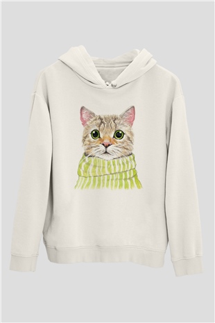 Şaşkın KediBeyaz Tshirt Unisex Hoodie
