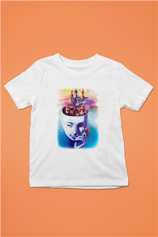 Satranç Baskılı Beyaz Unisex Çocuk Tişört