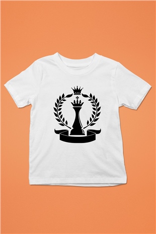 Satranç Baskılı Beyaz Unisex Çocuk Tişört