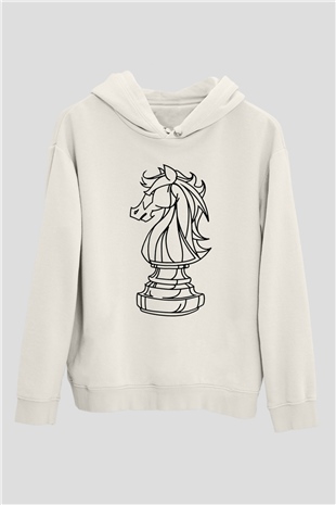Satranç Beyaz Unisex Hoodie