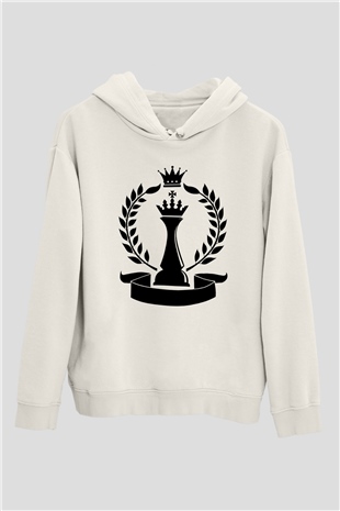 Satranç Beyaz Unisex Hoodie
