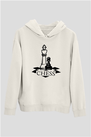 Satranç Beyaz Unisex Hoodie
