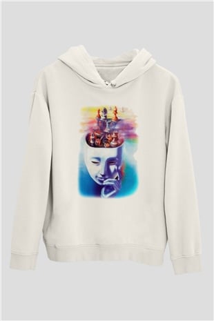 Satranç Beyaz Unisex Hoodie