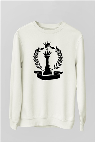 Satranç Beyaz Unisex Sweatshirt