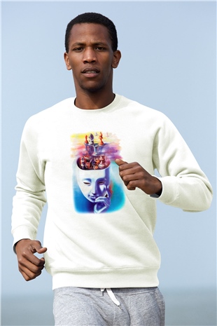 Satranç Beyaz Unisex Sweatshirt