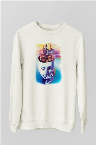 Satranç Beyaz Unisex Sweatshirt