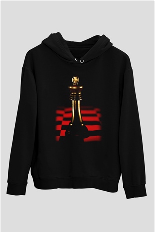 Satranç Siyah Unisex Hoodie