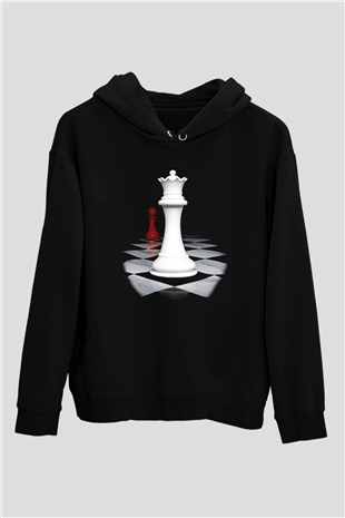 Satranç Siyah Unisex Hoodie