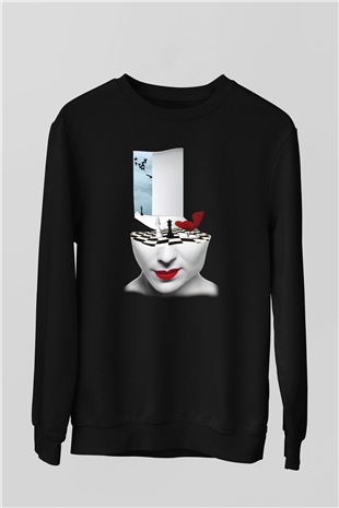Satranç Siyah Unisex Sweatshirt