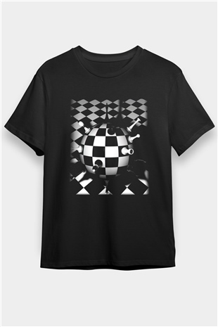 Satranç Siyah Unisex Tişört T-Shirt - TişörtFabrikası