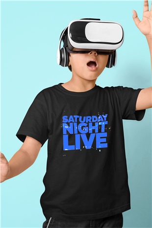 Saturday Night Live Baskılı Siyah Unisex Çocuk Tişört
