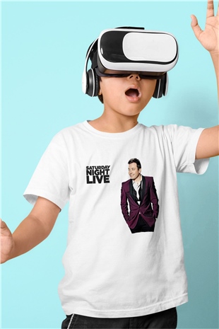 Saturday Night Live Beyaz Unisex Çocuk Tişört