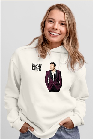 Saturday Night Live Beyaz Unisex Hoodie