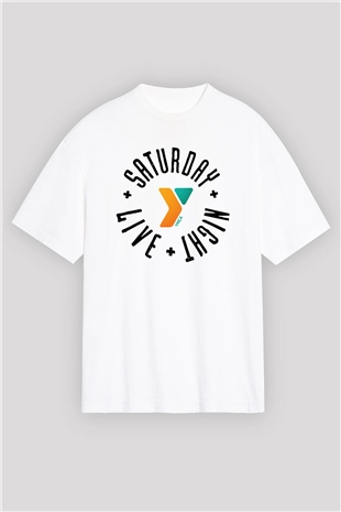 Saturday Night Live Beyaz Unisex Oversize Tişört T-Shirt