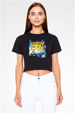 Saturday Night Live Siyah   Crop Top Tişört