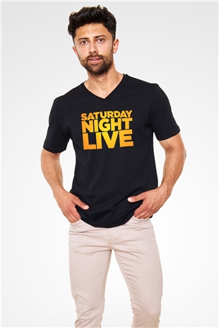 Saturday Night Live Siyah Unisex  V Yaka Tişört