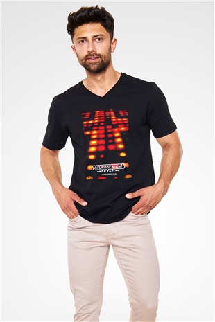 Saturday Night Live Siyah Unisex  V Yaka Tişört