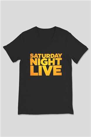 Saturday Night Live Siyah Unisex  V Yaka Tişört