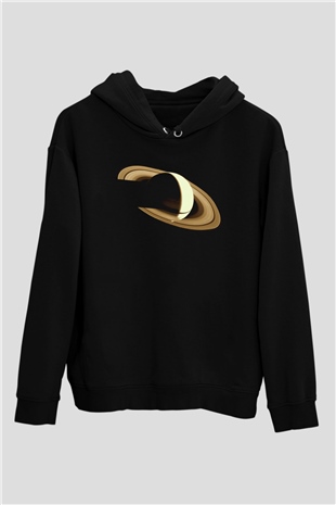 Satürn Siyah Unisex Hoodie