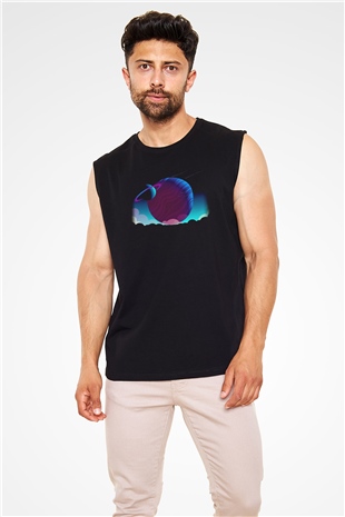 Satürn Siyah Unisex Kolsuz Tişört