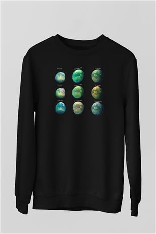 Satürn Siyah Unisex Sweatshirt