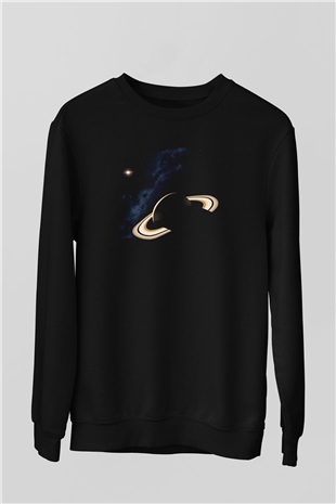 Satürn Siyah Unisex Sweatshirt