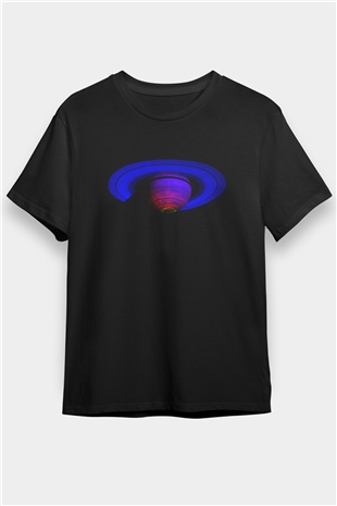 Satürn Siyah Unisex Tişört T-Shirt - TişörtFabrikası