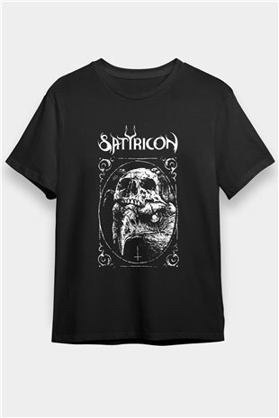 Satyricon Baskılı Unisex Siyah Tişört - Tshirt