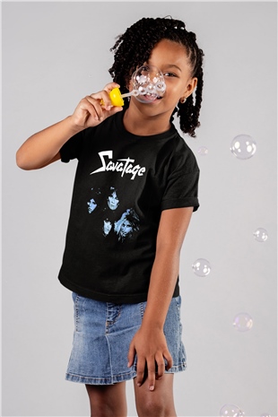 Savatage Baskılı Unisex Siyah Çocuk Tişört - Tshirt
