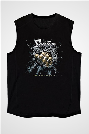 Savatage Baskılı Unisex Siyah Kolsuz Tişört - Tshirt