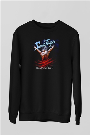 Savatage Baskılı Unisex Siyah Sweatshirt