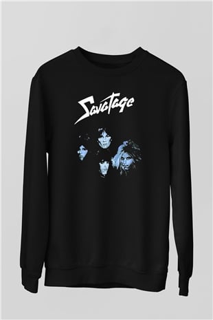 Savatage Baskılı Unisex Siyah Sweatshirt