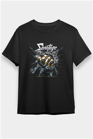 Savatage Baskılı Unisex Siyah Tişört - Tshirt