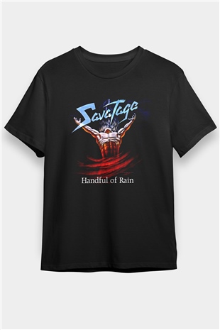 Savatage Baskılı Unisex Siyah Tişört - Tshirt