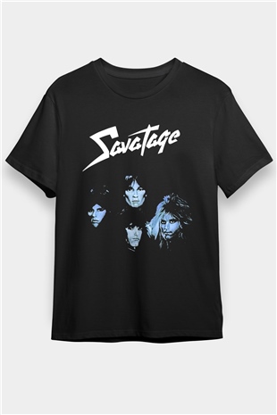 Savatage Baskılı Unisex Siyah Tişört - Tshirt