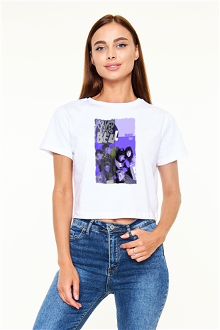 Saved by the Bell Beyaz  Crop Top Tişört