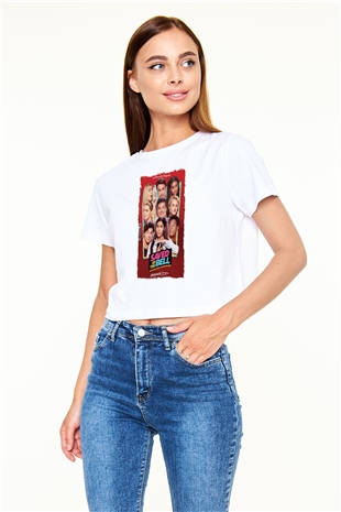 Saved by the Bell Beyaz  Crop Top Tişört