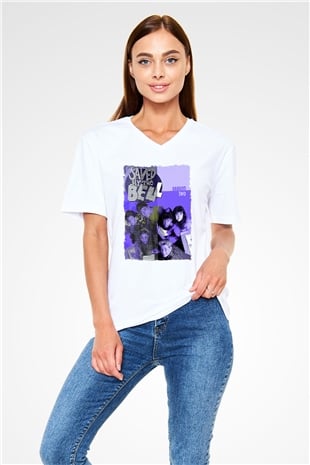 Saved by the Bell Beyaz Unisex V Yaka Tişört