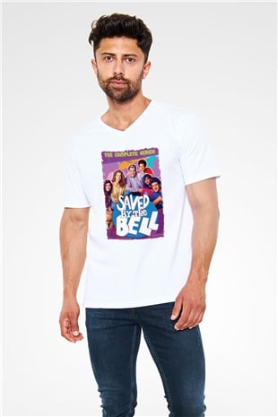 Saved by the Bell Beyaz Unisex V Yaka Tişört