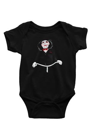 Saw Baskılı Siyah Bebek Body - Zıbın