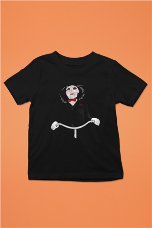 Saw Baskılı Siyah Unisex Çocuk Tişört