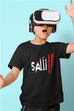 Saw Baskılı Siyah Unisex Çocuk Tişört