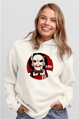Saw Beyaz Unisex Hoodie