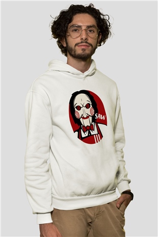 Saw Beyaz Unisex Hoodie