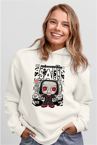 SAW - Billy Baskılı Unisex Beyaz Hoodie