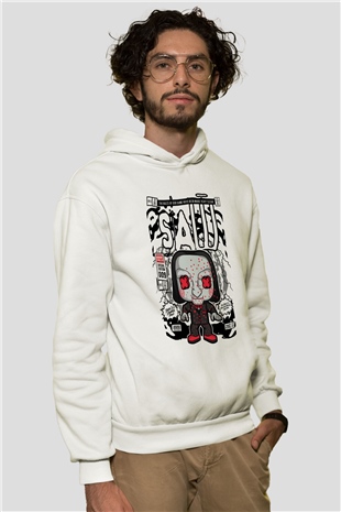 SAW - Billy Baskılı Unisex Beyaz Hoodie