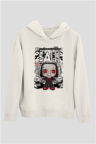 SAW - Billy Baskılı Unisex Beyaz Hoodie