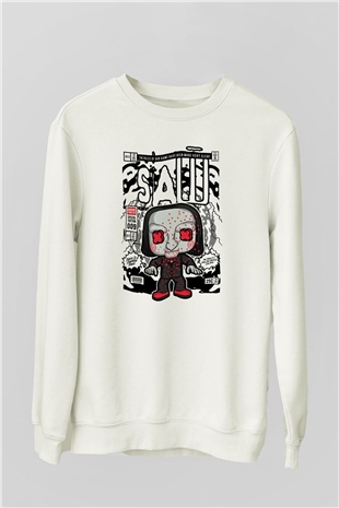 SAW - Billy Baskılı Unisex Beyaz Sweatshirt