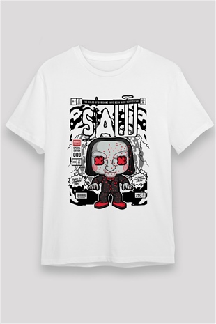 SAW - Billy Baskılı Unisex Beyaz Tişört